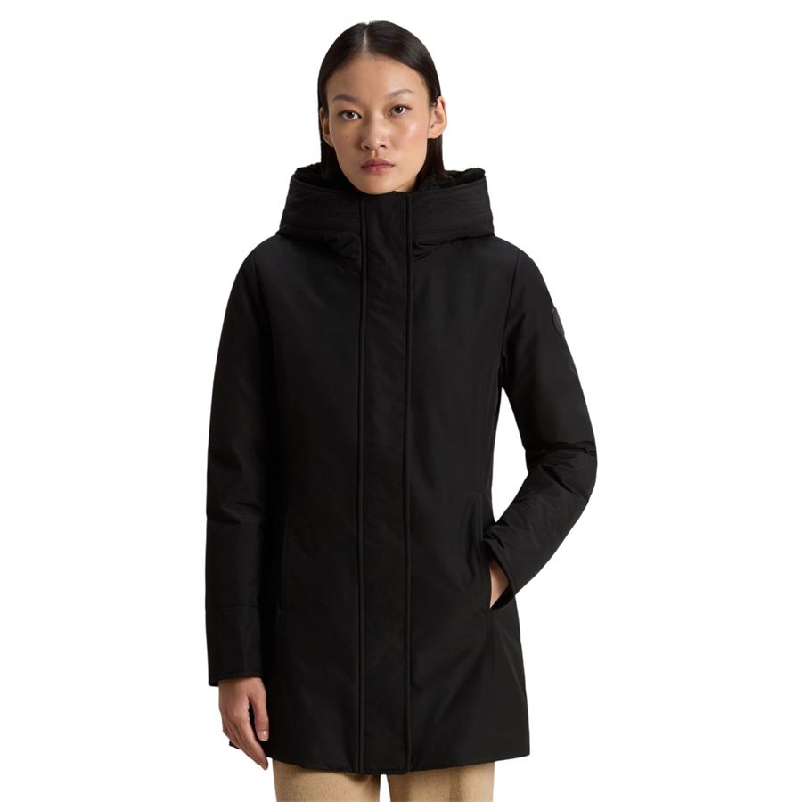 Boulder Parka giubbetto da donna  in Ramar Cloth con cappuccio e collo removibile in pelliccia sintetica Woolrich | CFWWOU0724BLK